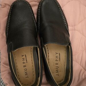 Johnston & Murphy Black Pebbled Leather Slip-On Loafers